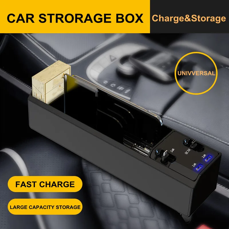 

Новый модернизированный органайзер для зарядного кабеля, автомобильный ящик для хранения с кабелем для IOS/Android/TypeC, двойной USB-порт, авто для хранения и поддержания порядка