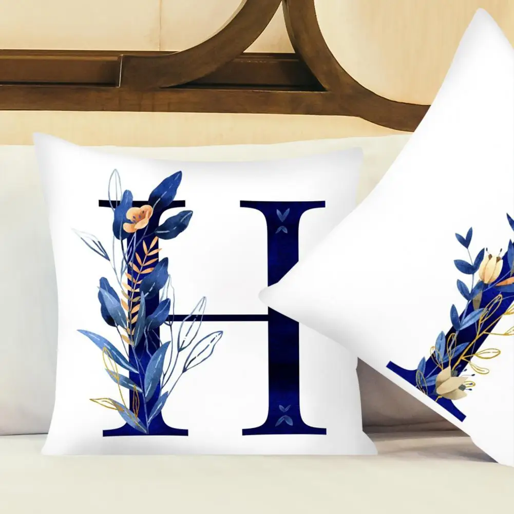 

Square High Quality Alphabet Plant Printed Pillow Case Washable Pillow Case Breathable for Office