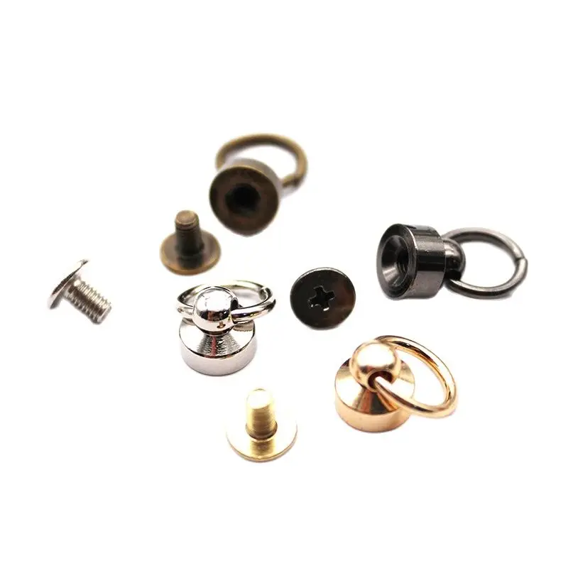 

Metal Swivel O Ring Ball Post Leather Bag Purse Screw Rivet 4 Colours