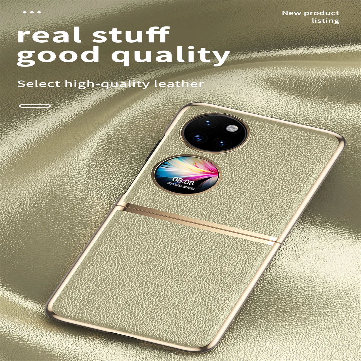 Electroplated Frame Leather Case For Huawei P50 Pocket , Pocket S Folding Case Lightweight,Anti-fall,No Fingerprints