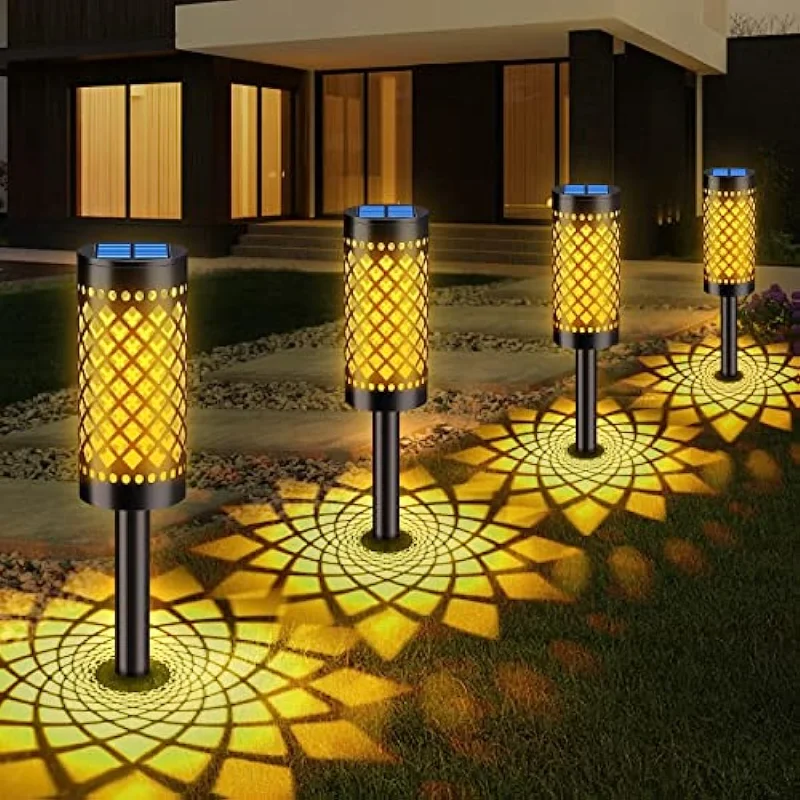

4Pcs Gardens Solar Lights Outdoors Metal Pathway Bright Waterproof Powered Landscape Path Patio Yard Lawn Walkway Lamps Lighting