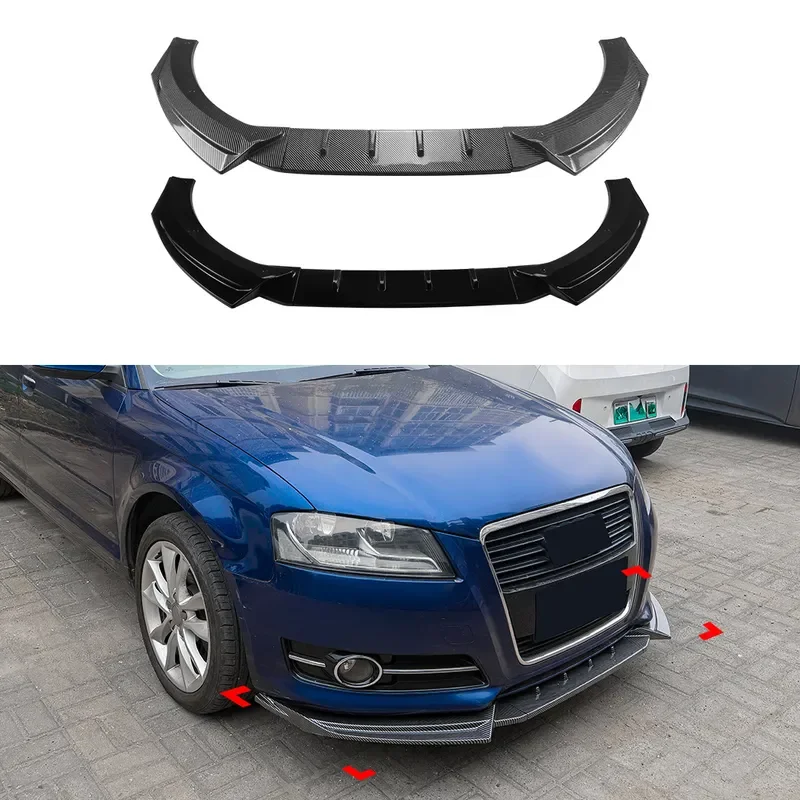 Фото Для Audi A3 8P 2008-2012: Передний бампер, сплиттер, обвес, стандартная версия, тюнинг, модификация №1