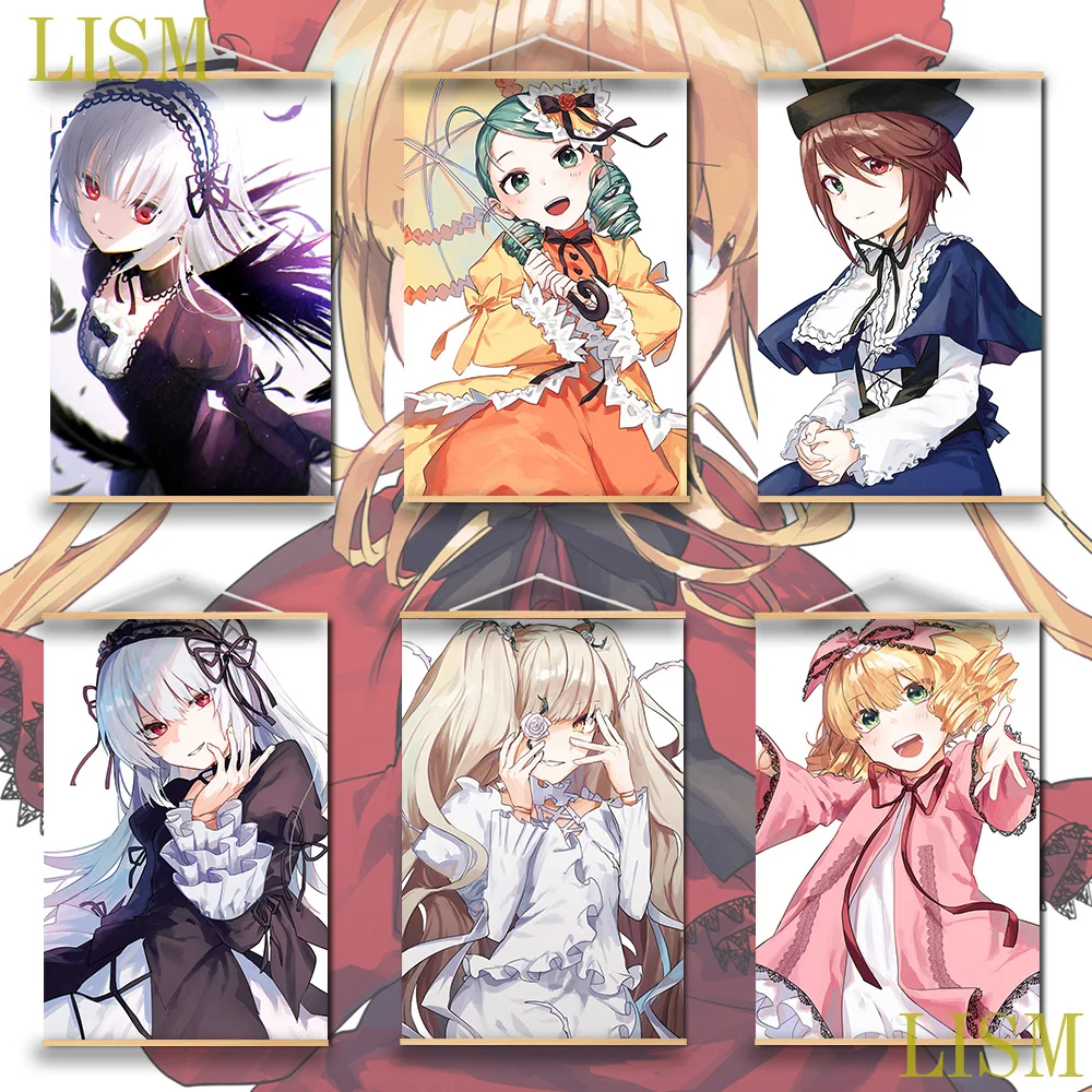 

Rozen Maiden Suigintou Anime manga wall Poster solid wood hanging scroll with canvas painting
