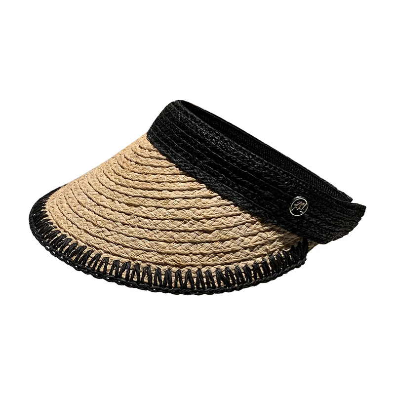 Шапка M Standard из рафии женская ручная работа дизайнерская черная Солнцезащитная