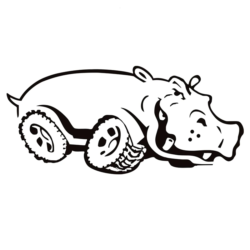 

Car Sticker Funny Hippo on Wheels Die-cut Vinyl Decal Waterproof Auto Decors on Car Body Bumper Rear Window Decal,25cm*12cm