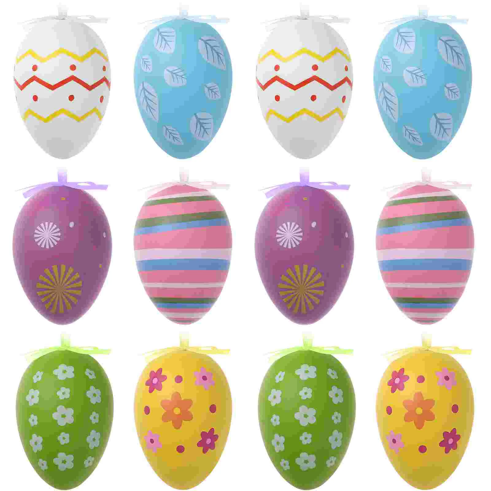 

12pcs Eggs Hanging Ornaments Egg Decorations Party Supplies Colorful Eggs Gift