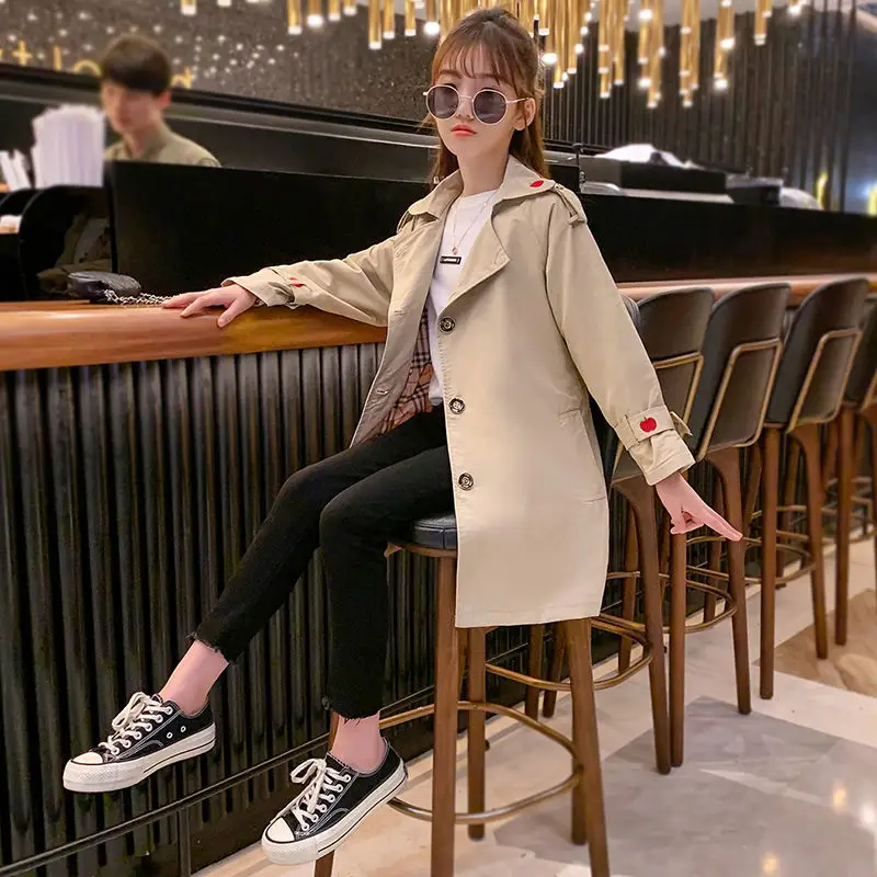 

Girls Caoat Trench Spring New Big Children's Clothing Baby Coat Autumn 4-12 Years Tide Girl Christmas Birthday Gift Kids Clothes