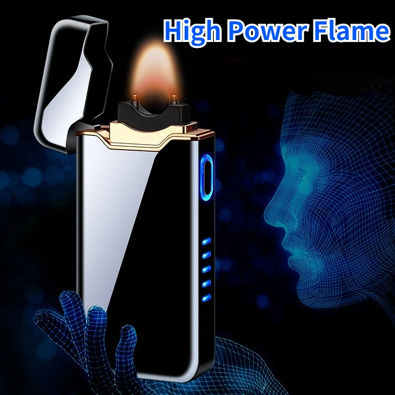 

USB Charging Lighters New High Power Flame Arc Cigarette Lighter Environmental Protection Ultra Thin Cigarette Lighter Gifts