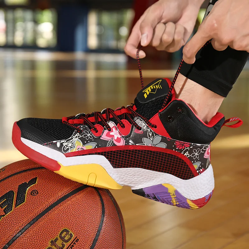 

Big Size 35-46 Mens Basketball Sneakers Breathable High-top Sneakers 2002 New Basketball Boots Shock-Absorbant Athletic Shoes