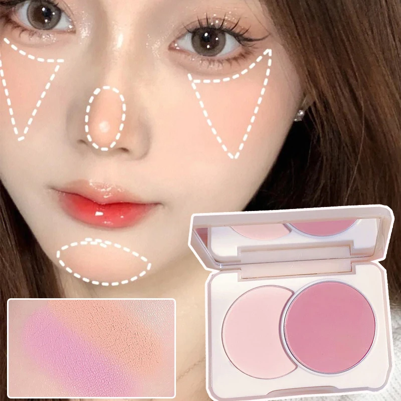 

Two-color Matte Blush Palette Apricot Pink Rouge Cheek Pigment Long-lasting Nude Makeup Cosmetic Natural Brighten Face Blusher