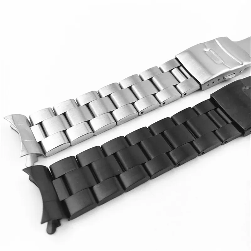 Silver 18mm 19mm 20mm 22mm Stainless Steel Oyster Curved End Bracelet Watch band Strap For Seiko Diving Watch