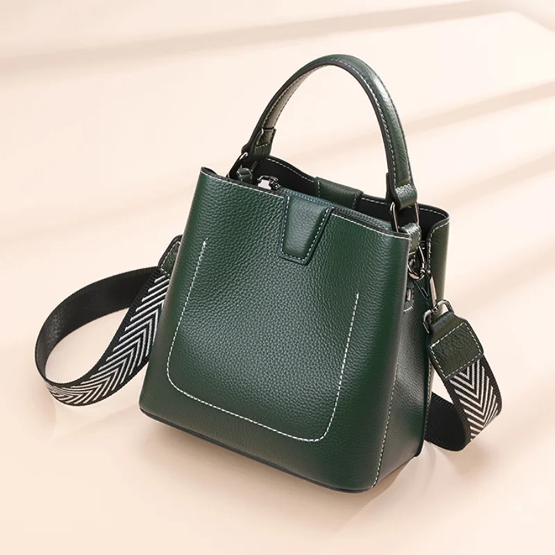 

Leather Fashion Bucket Bag Women Large-Capacity Shoulder Bag Exquisite All-match Messenger Handba