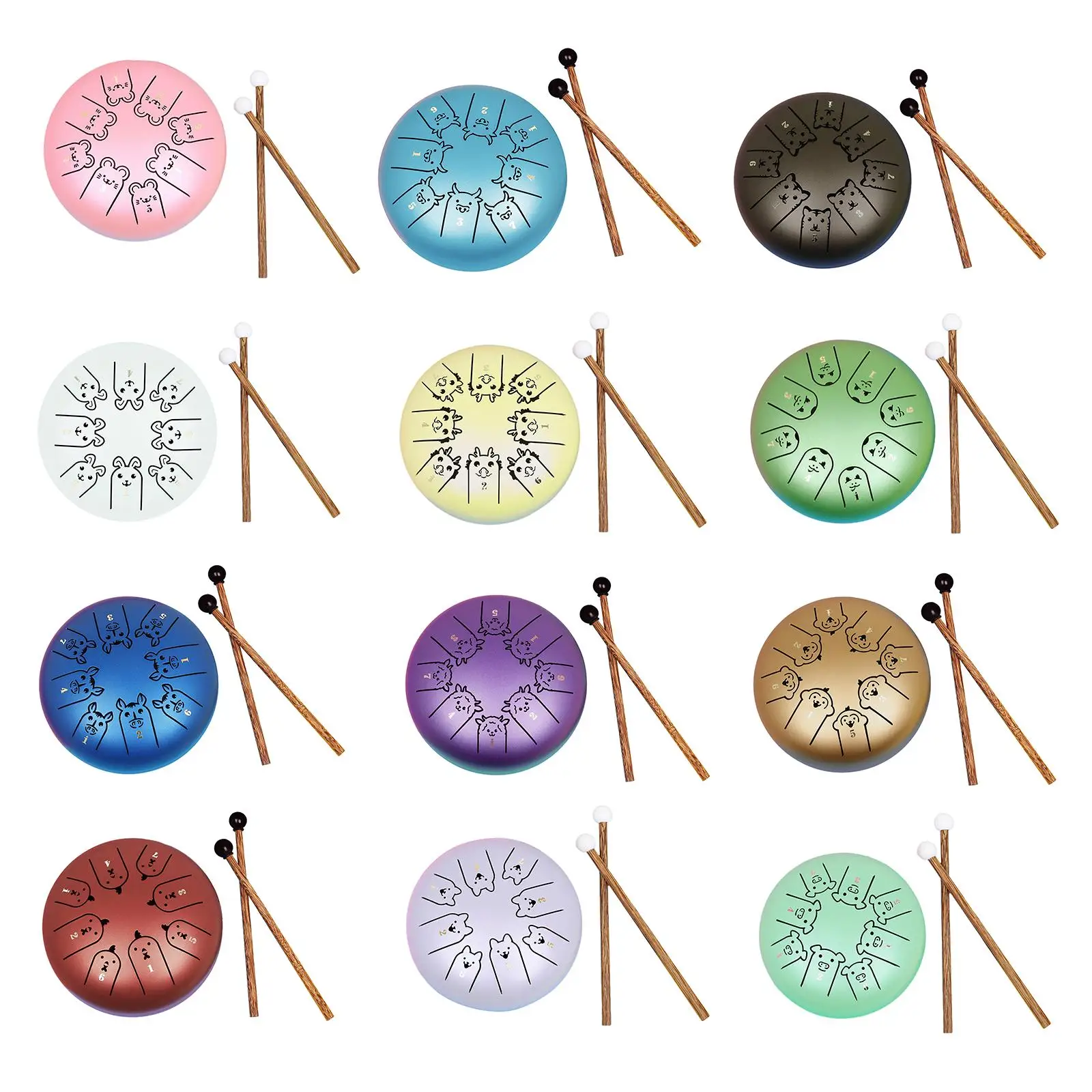 

5.5 Inches Mini Drum Percussion Instruments 8 Tone for Gifts Travel Beginner