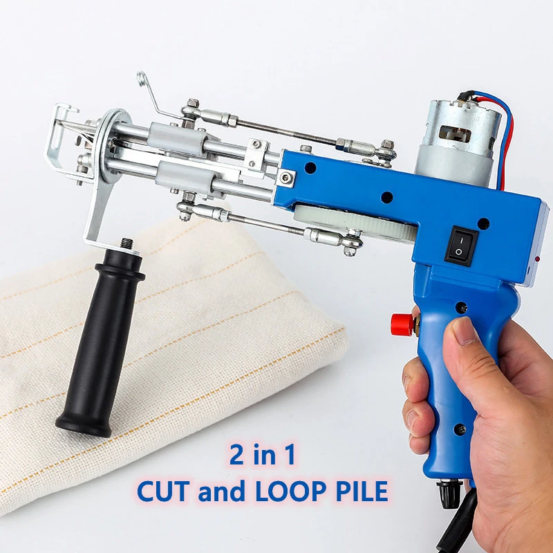 2 in 1 Blue Tufting Gun Cut Pile and Loop Pile Electric Carpet Rug Guns Carpet Weaving Knitting Machine for DIY 110V-240V