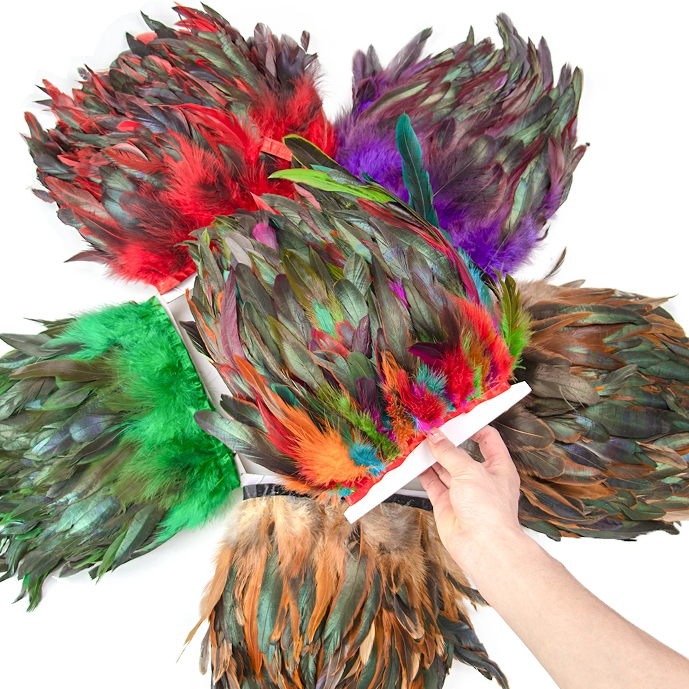 

1 м натуральные петушиные перья, отделка кружевом 13-18 см, настоящая лента с куриными перьями, бахрома для вечеринки, одежда, искусственные перья