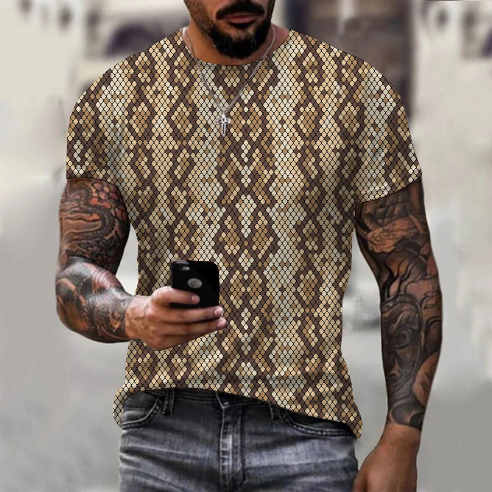 

3D Printed Snake Pattern T-shirt Fashion Trendy Boys Girls Street Style Short Sleeve 2022 Newest Oversized T Shirt