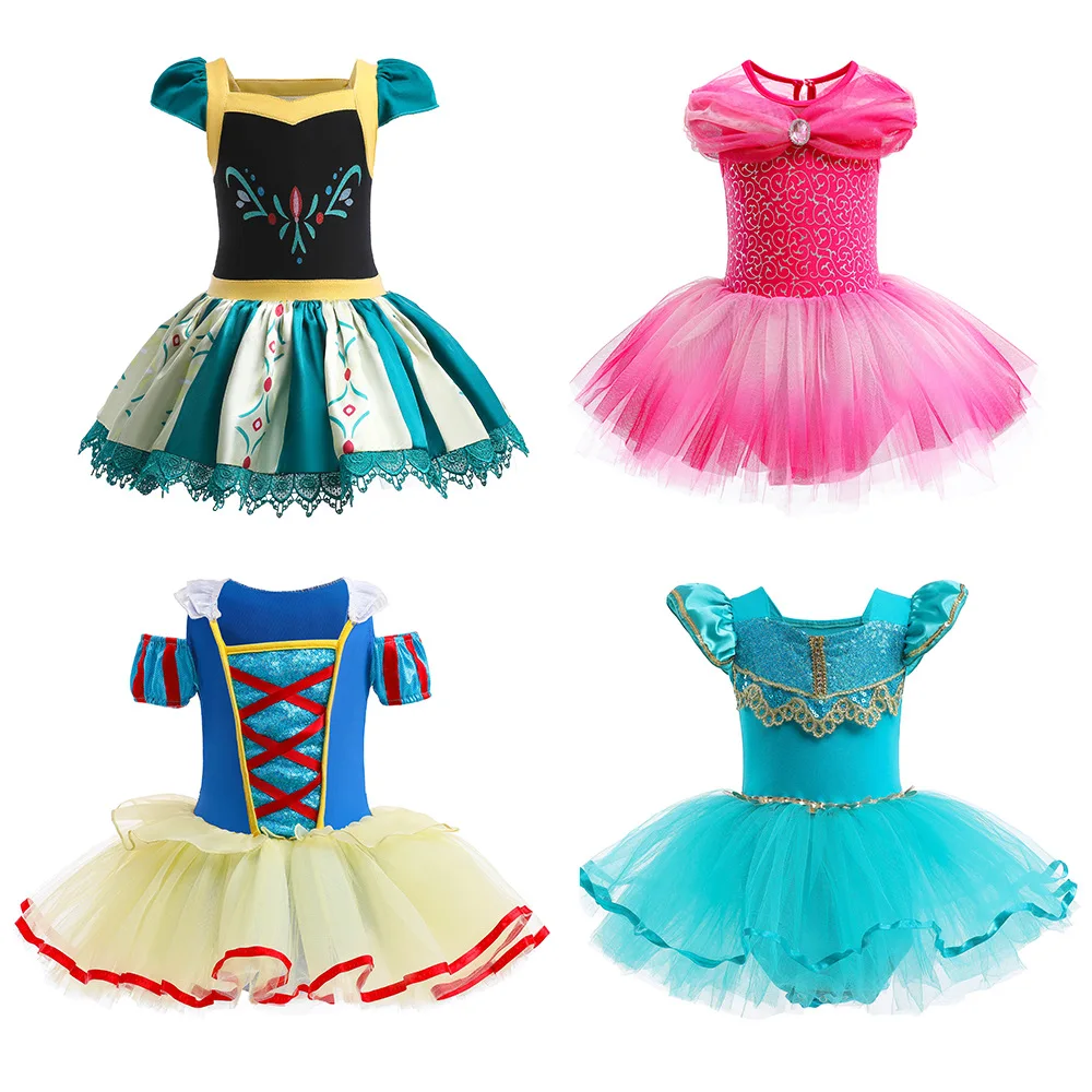 

Girl Ballet Practice Dress Party Fancy Sequined TUTU Dress Elsa Anna Belle Clothes Baby Girl Stage Shows Party Costumes