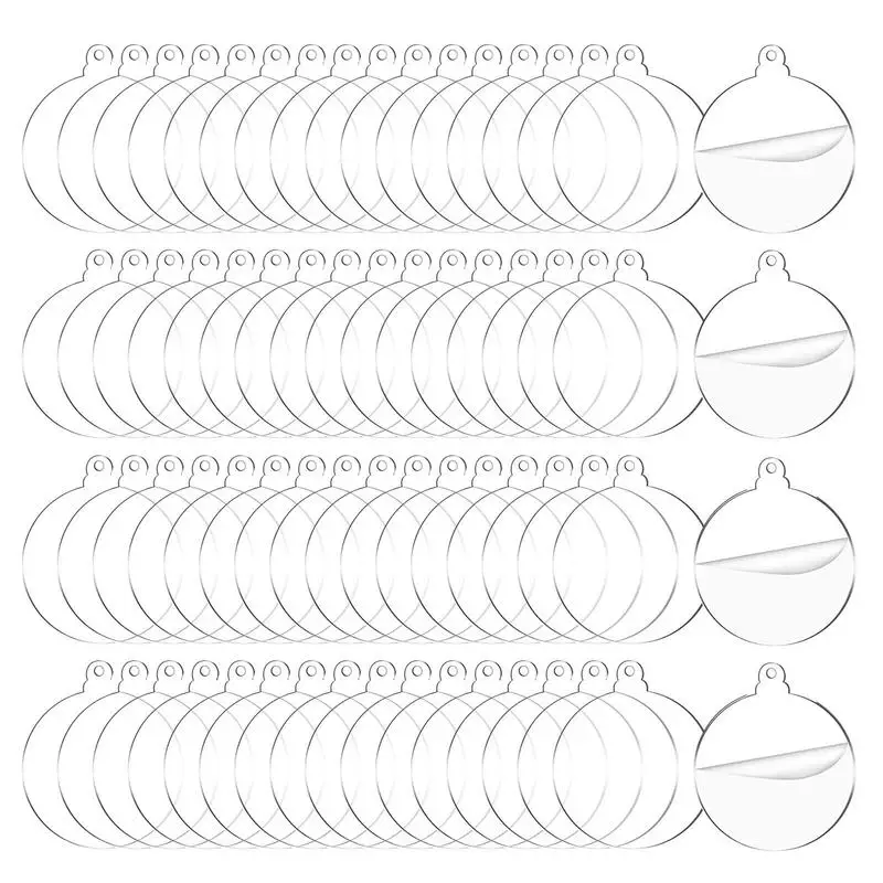 

Clear Acrylic Ornament 72-pcs Clear 2D Acrylic Ornament Blanks 2022 Round Ball Bubble Christmas Tree Hanging Pendant Acrylic DIY