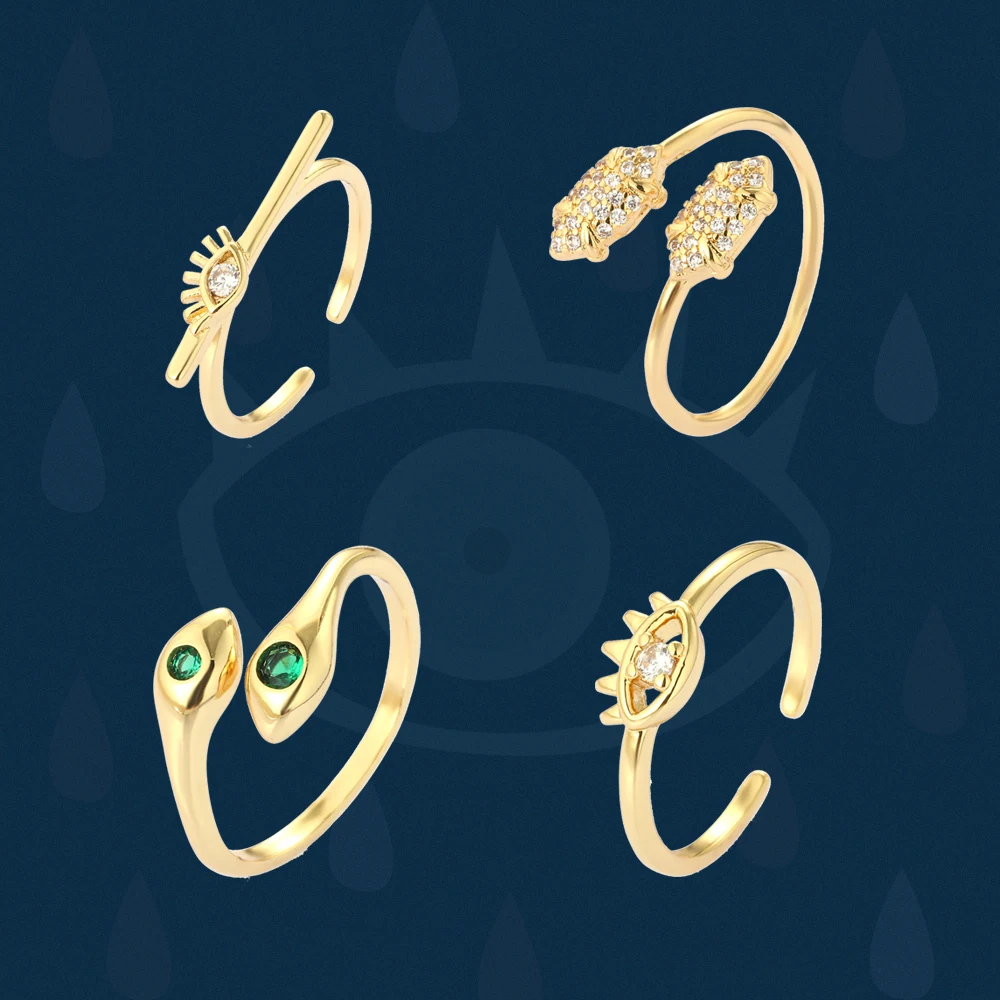 Турецкое кольцо с голубым глазом для женщин Бохо золотого цвета готические