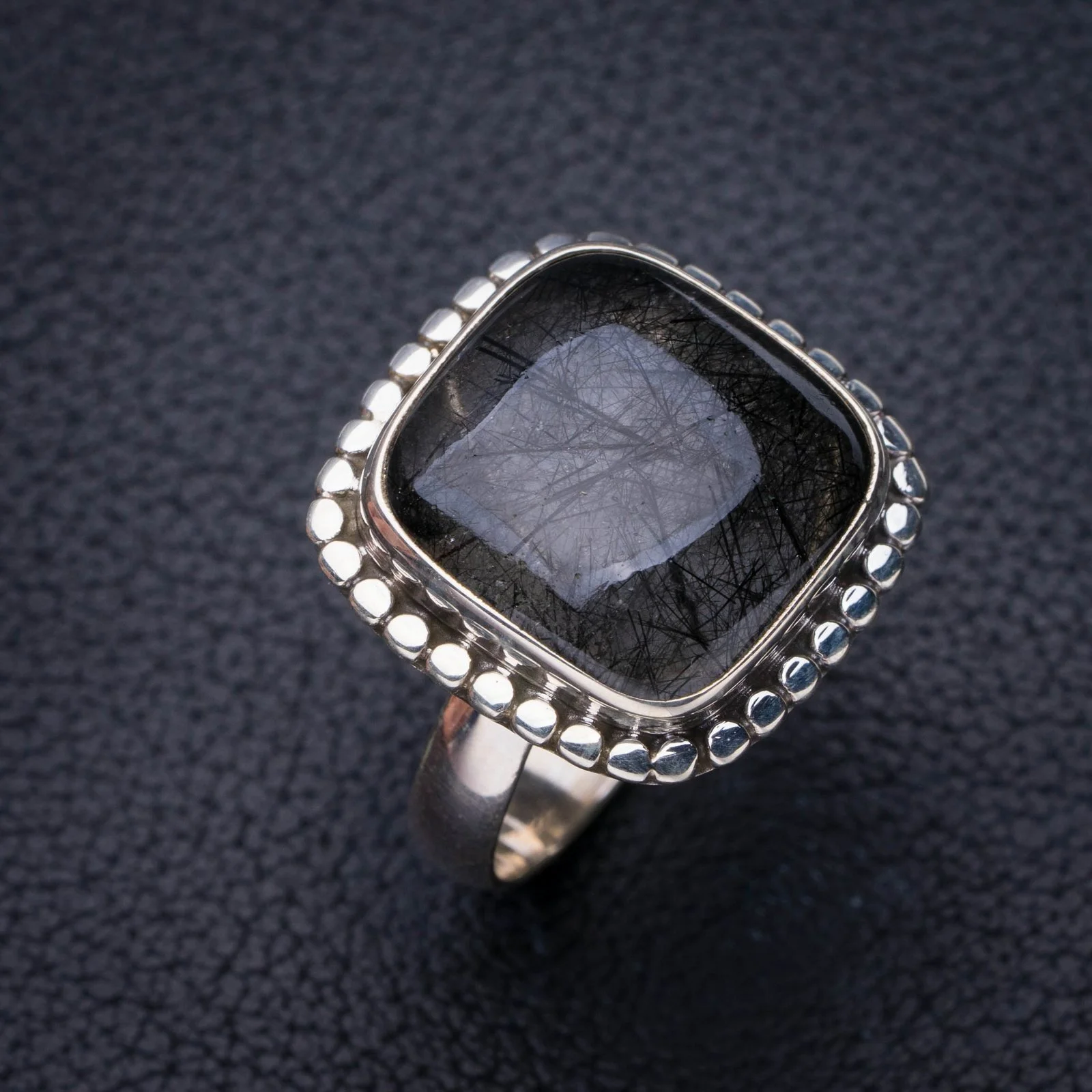 

StarGems Natural Rutilated Quartz Handmade 925 Sterling Silver Ring 8.75 E8340