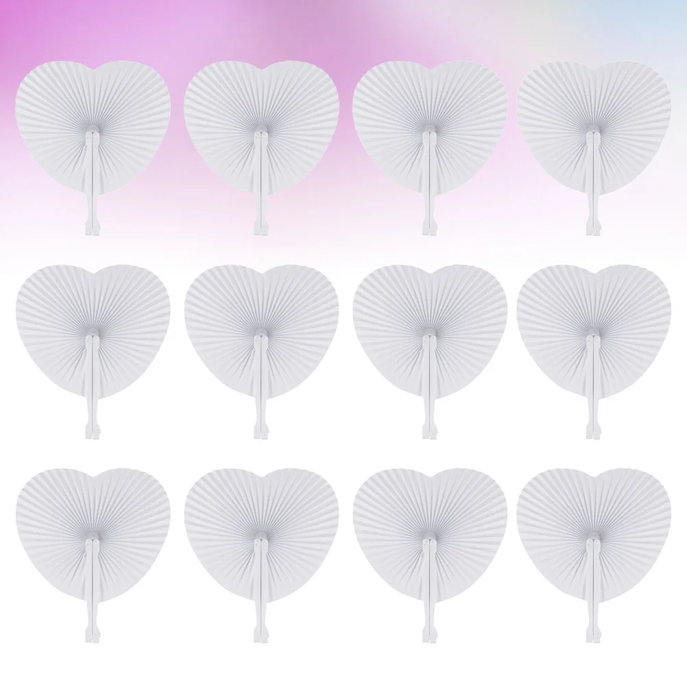 

36pcs White Folding Fan Blank Heart Shape Fan Festival Hand Fan Party Gift DIY Painting Prop