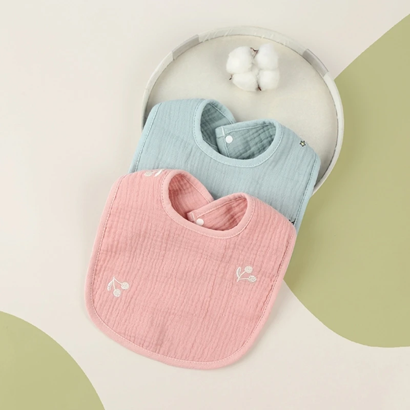 1pc Solid Colour Cotton Gauze Baby Bibs Ruffle Lace Infant Newborn Feeding Burp Cloth Saliva Towel Adjustable Bandana Drool Bibs images - 6