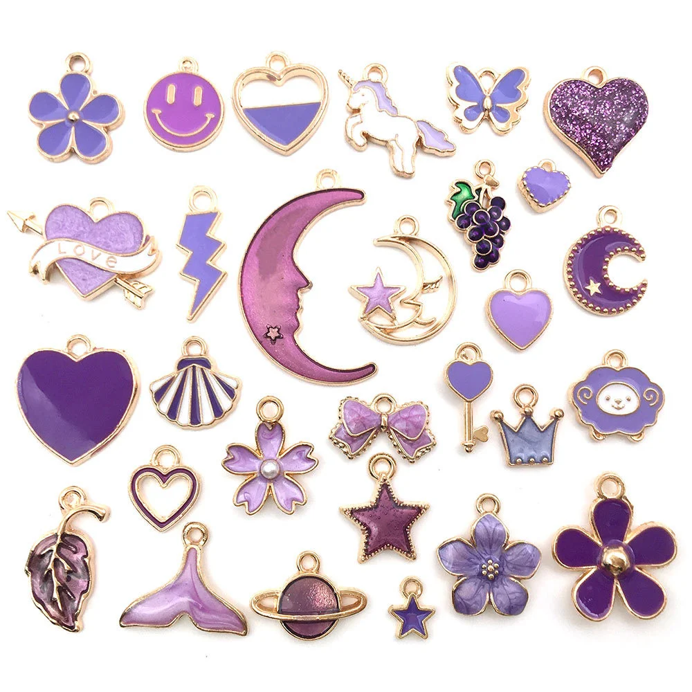 

30Pcs/Lot New lovely Moon Flower Pendant DIY bracelet necklace pendant key chain small pendant zinc alloy jewelry accessories