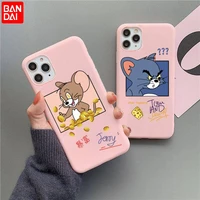 cartoon tom and jerry phone case for iphone 13 12 11 pro max mini xs 8 7 6 6s plus x se 2020 xr matte candy pink silicone cover