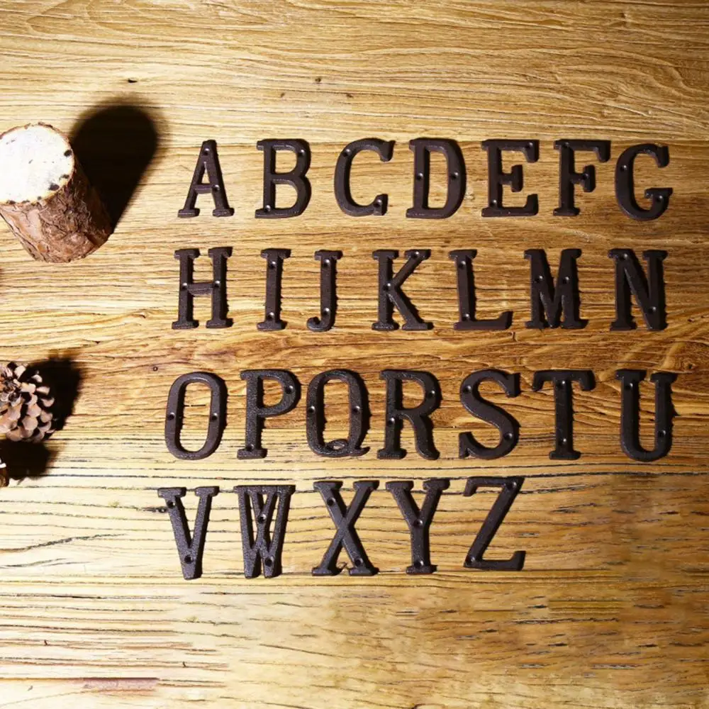 

Retro Iron DIY House Doorplate Letter Symbol 3D Door Plaque House Sign Digits 0 to 9 Number Tag Home Sticker Address Door Label