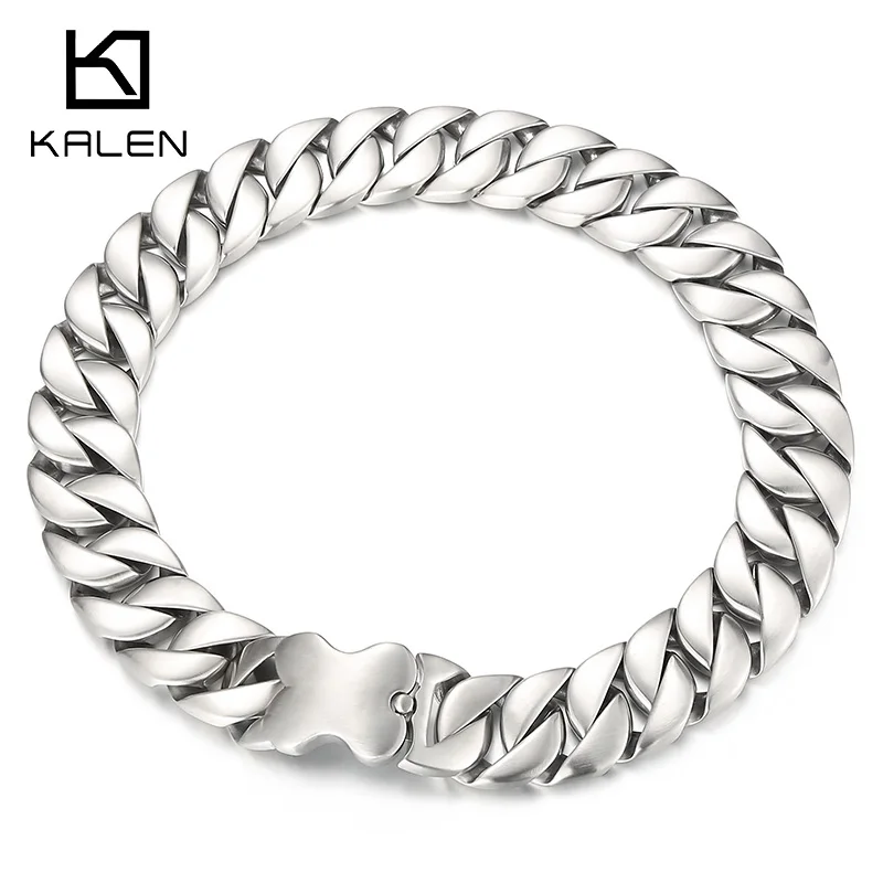 

KALEN Pets Dog Bone Chain Necklace Men Women Stainless Steel 316L Heavy Chunky Chains