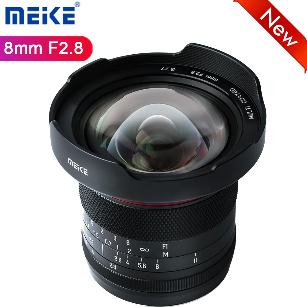 Сверхширокий объектив Meike 8 мм F2.8 Prime с нулевым искажением и ручной фокусировкой