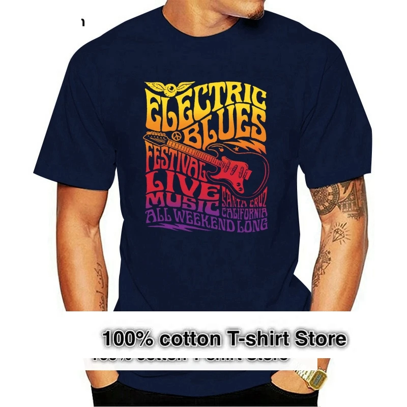 Men T shirt Vintage Rock Blues Music Festival Guitar Short Sleeve funny t-shirt novelty tshirt women