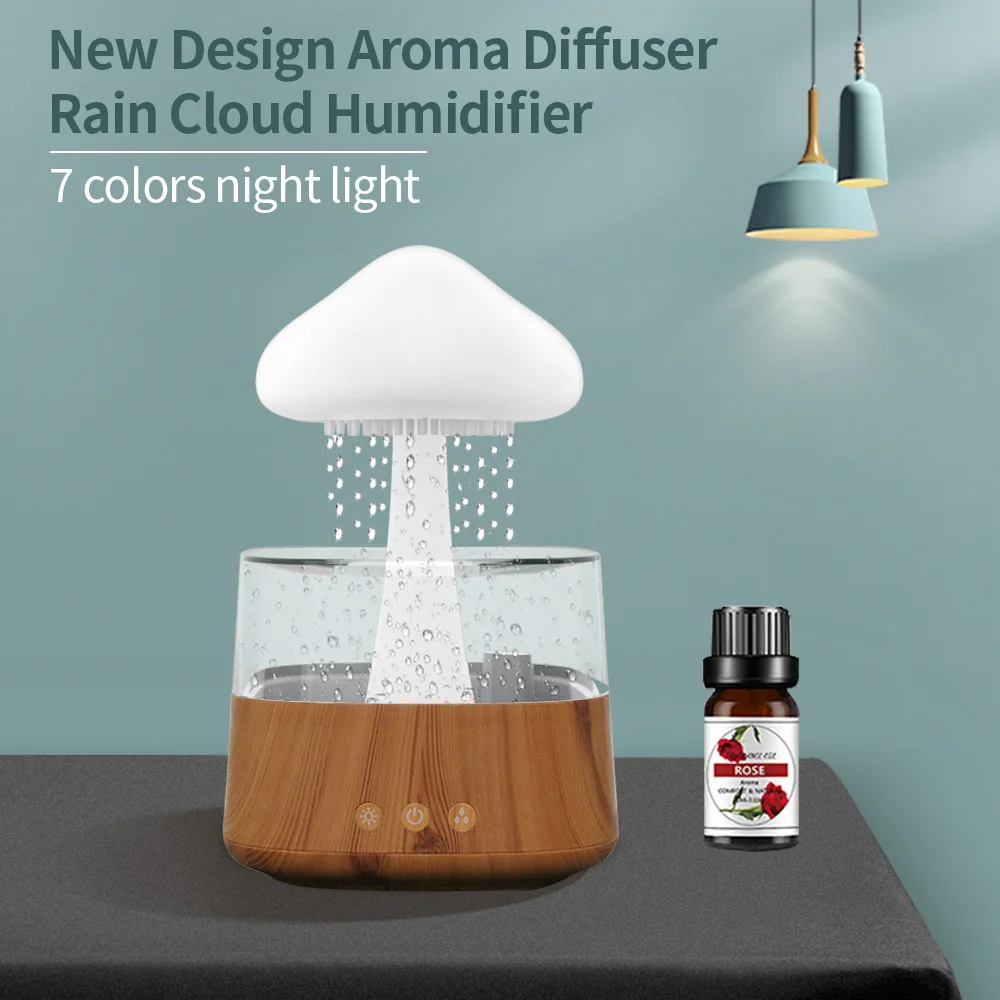 

Humidifier Oil Cloud Rain Colorful Diffuser Humidifier Grain Raindrop Aromatherapy Essential With Machine Nightlight Ultrasonic