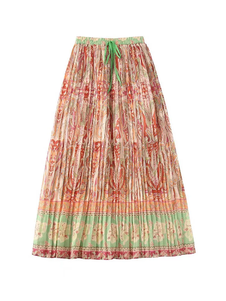 

Летняя женская шифоновая юбка с цветочным принтом и поясом на резинке