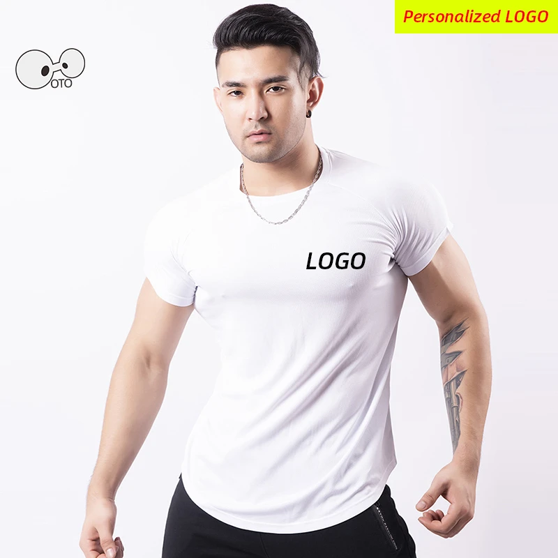 Personalized Quick Dry Short Sleeve Sport T Shirt Gym Jerseys Fitness Trainer Running Tops Tee Men Summer Breathable Sportswear