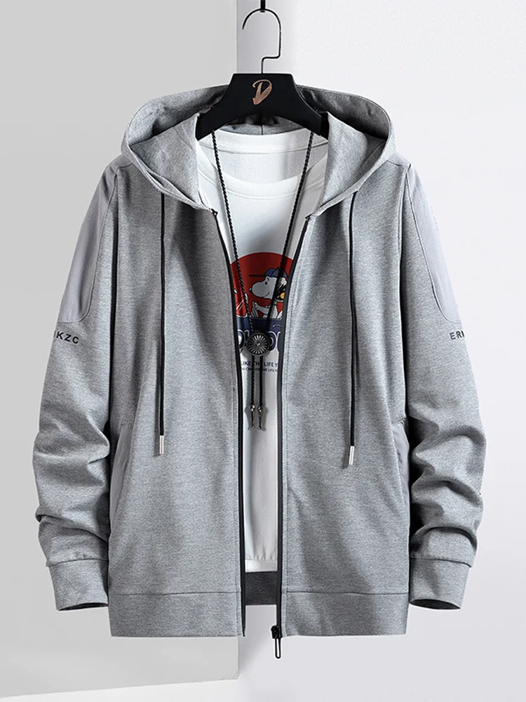

Толстовка мужская с капюшоном на молнии, Свитшот из хлопка, Повседневная Уличная одежда, черный, серый цвет, большие размеры 8XL, весна-осень