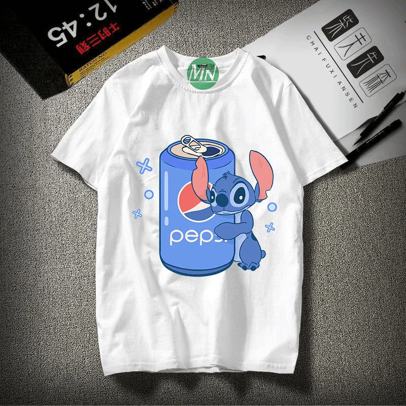 Футболка с короткими рукавами Pepsi Cola Stitch Pakachu брендовая Милая мультяшная одежда