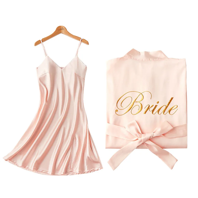 Халат женский с вышивкой свадебная сорочка для невесты и подружки пикантная