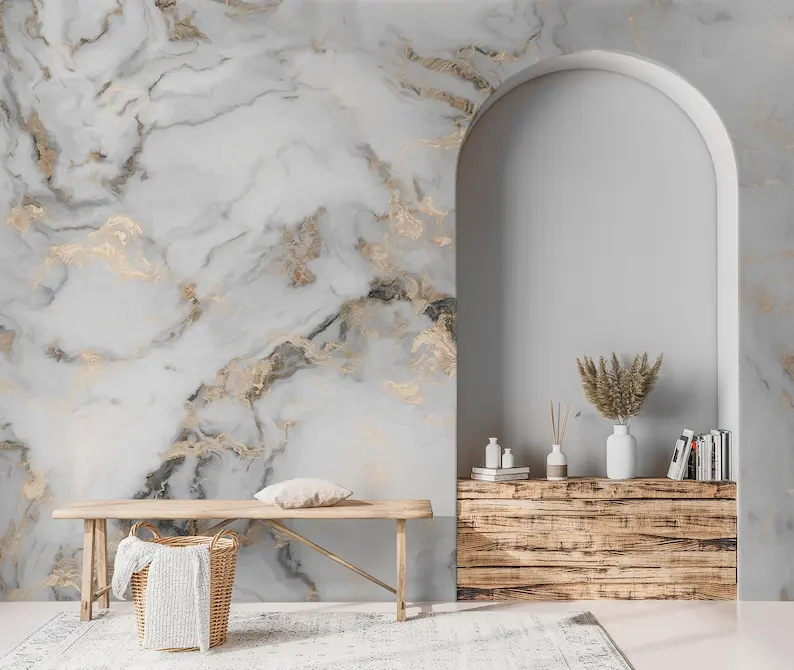 

Marble Wallpaper Peel and Stick Abstract Soft Wave Wall Mural