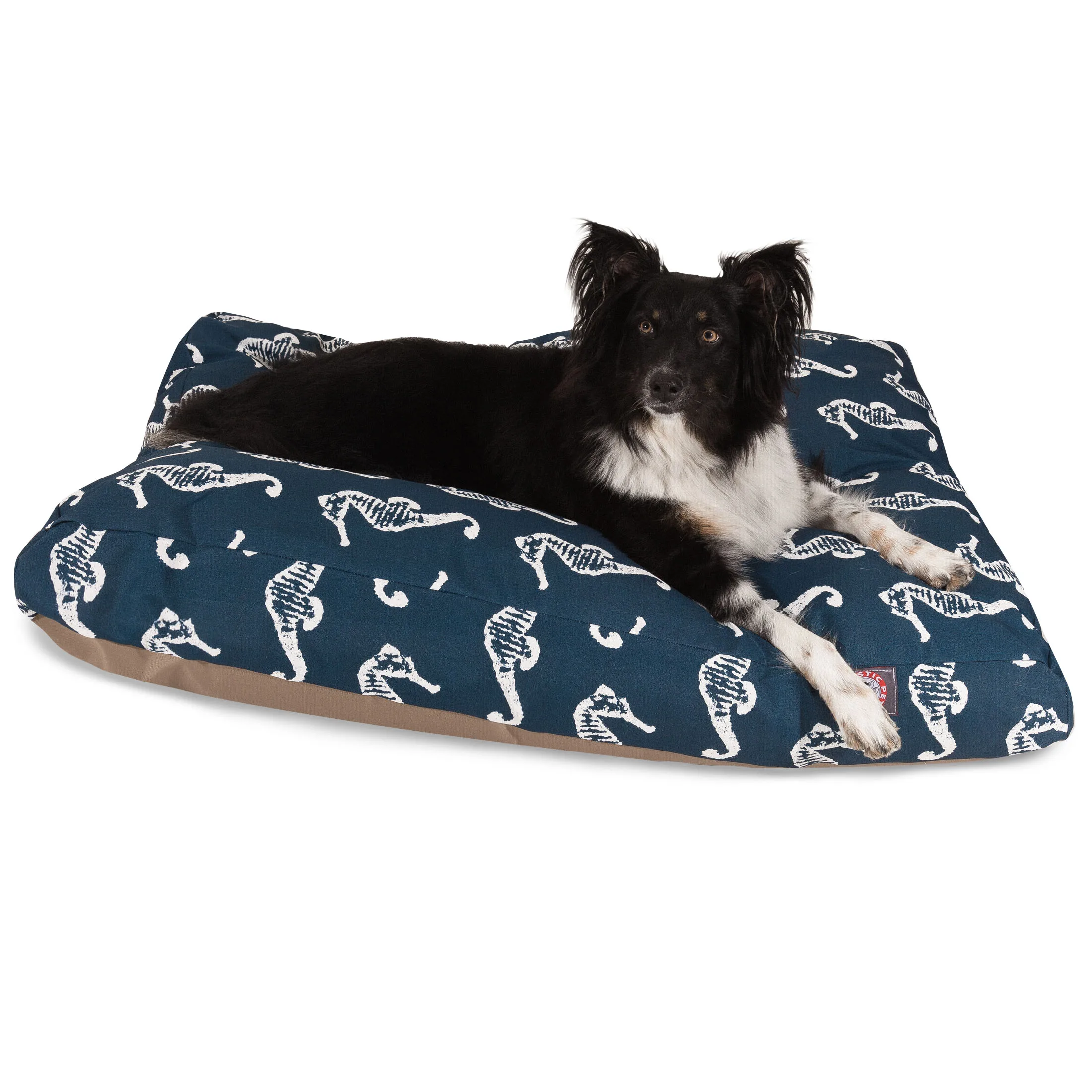 

HMTX | Sea Horse Rectangle Pet Bed For Dogs, Removable Cover, Navy, Large