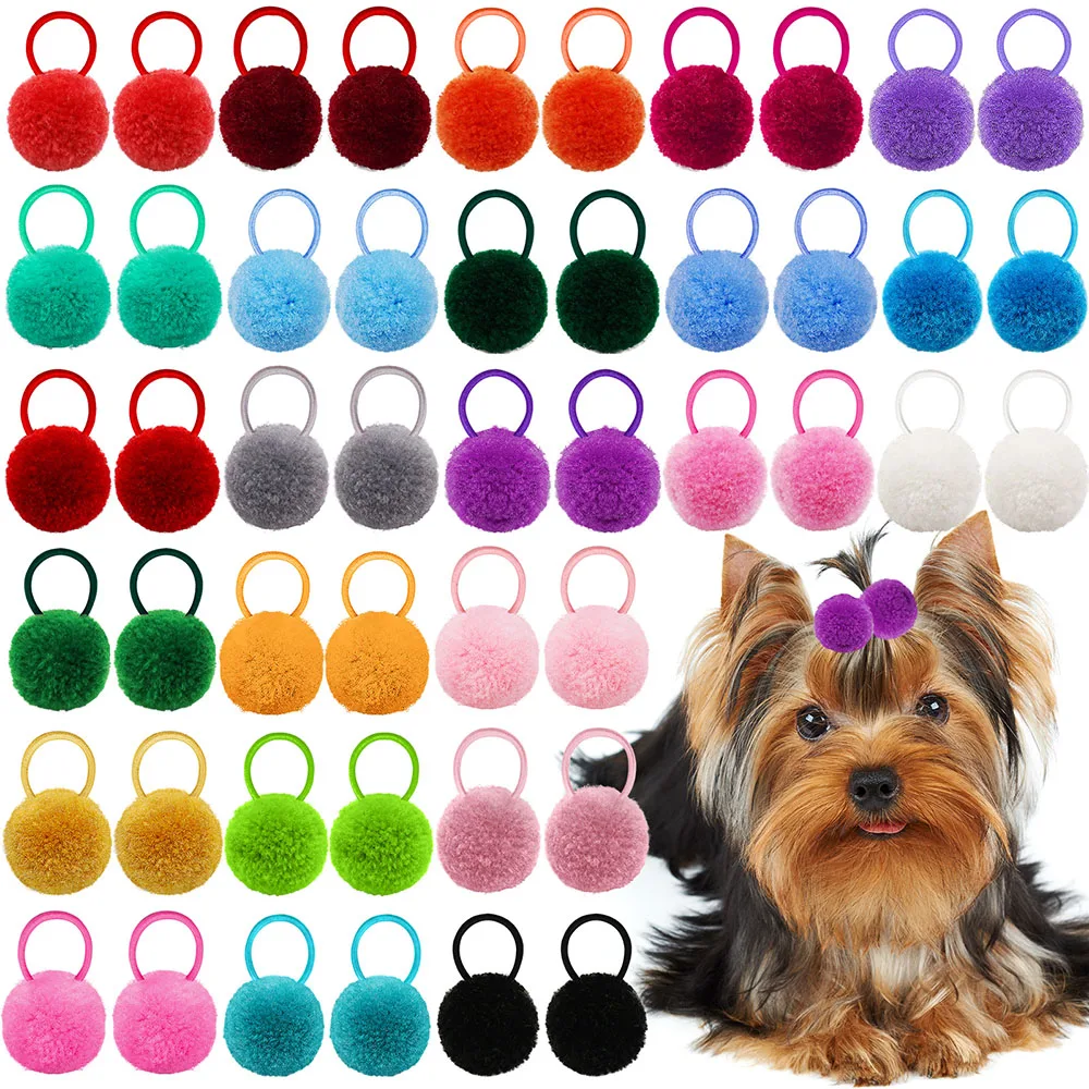 

Wholesale Pet Dog Hair Bows Colourful Ball Bows Pets Cat Grooming Plush Bows Bulk Fashion Bows for Small Dogs Hair Accessories