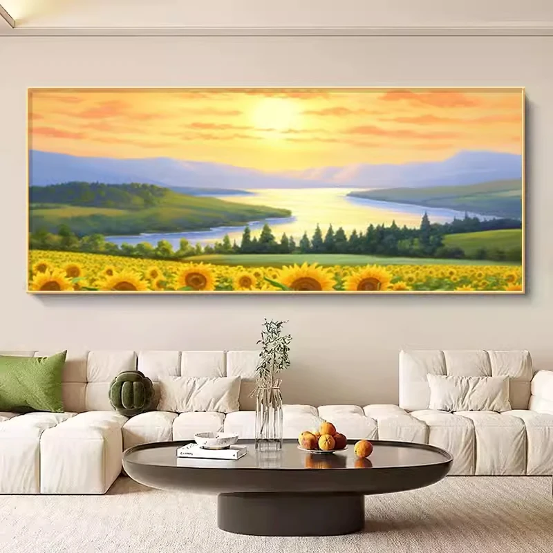 Постер с изображением природы подсолнуха декоративная роспись в гостиной