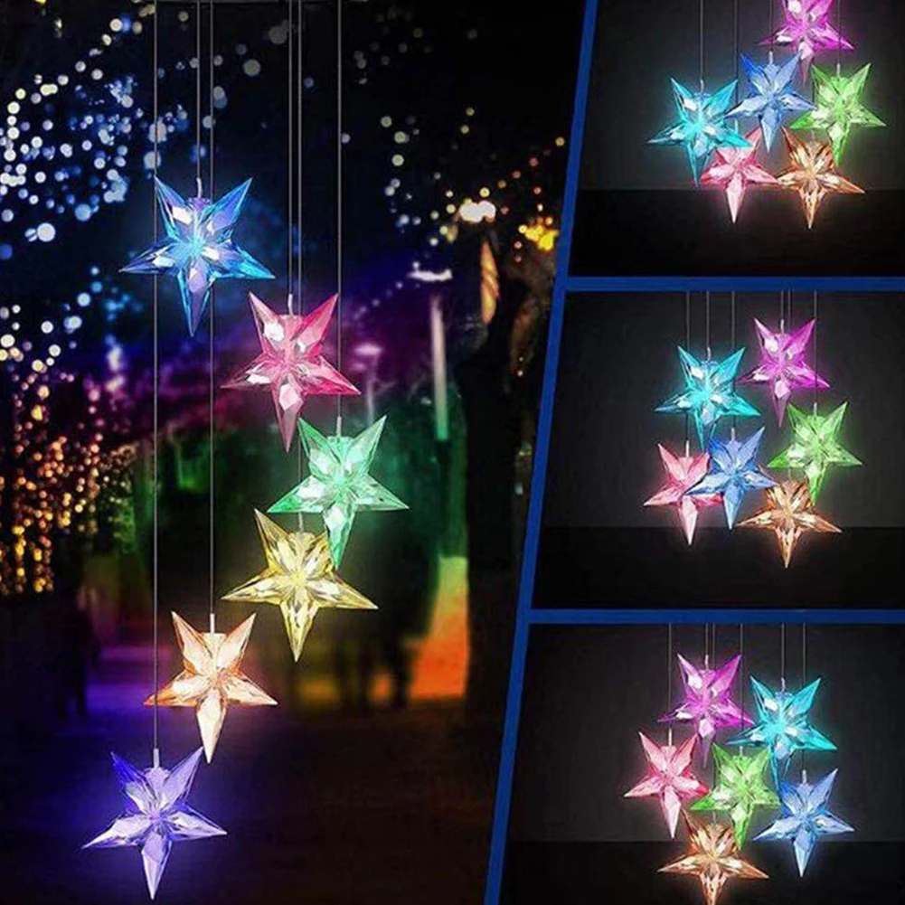 

Star/Butterfly Solar Wind Chime Lamps Colorful LED Windbell Pendant Light Waterproof Home Garden Hanging Decorative Lights