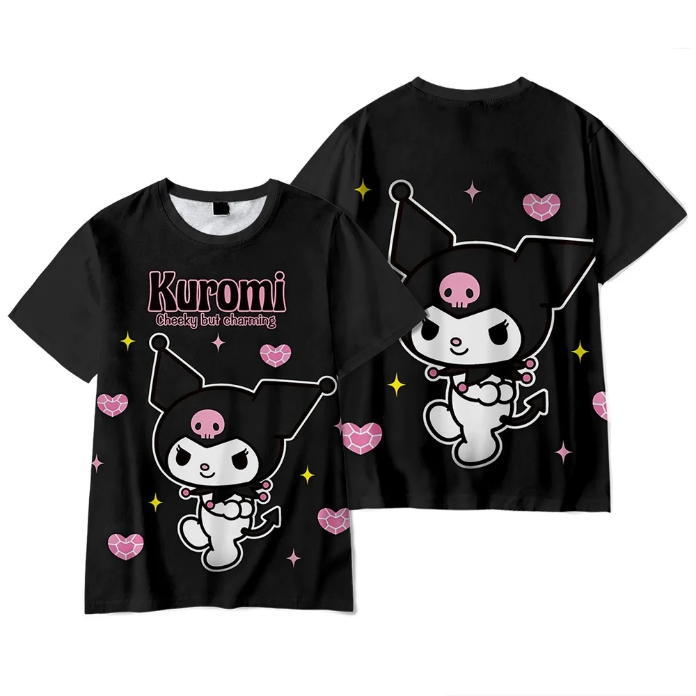 Футболка Kuromi с цифровым принтом и коротким рукавом для взрослых женская одежда