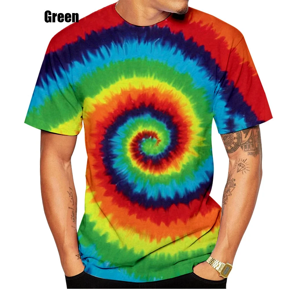 

Fashion Men/women Colorful Tie Dye Pattern Printing 3DT Shirt Men&s Unisex Fashion Round Neck T-shirt