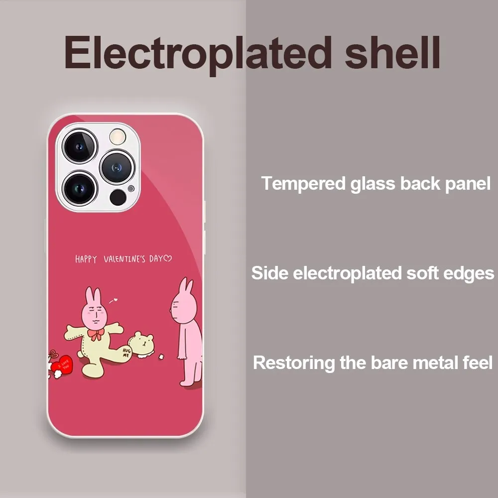 Забавный розовый красный чехол с кроликом-мишнем для iPhone 11 12 13 14 Plus Pro Max