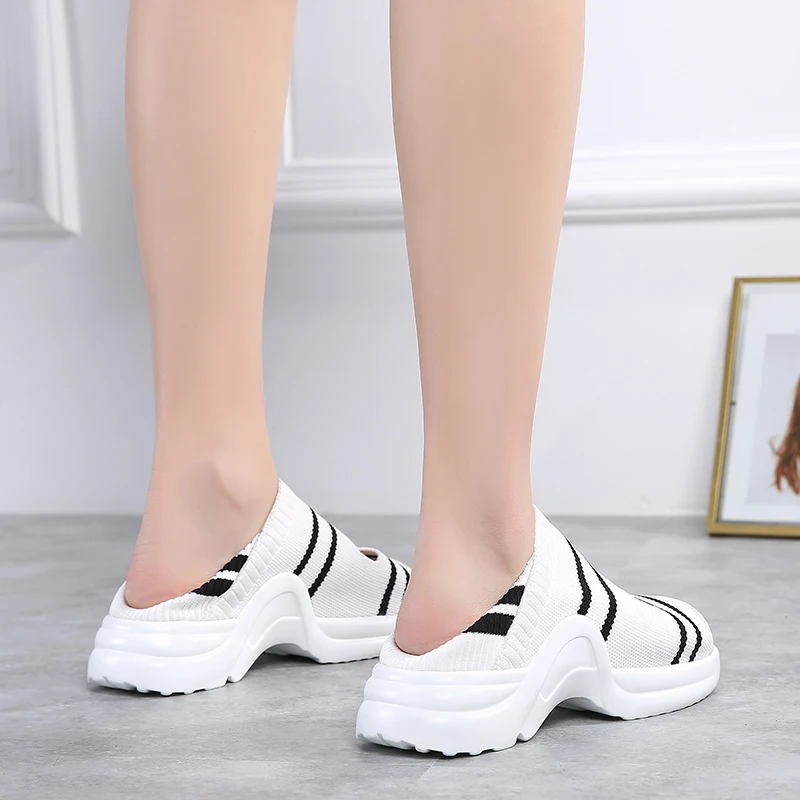 Classic Woman Knitted Sandals Summer Platform Comfortable Sandals Sports Shoes Female Slip on Peep Toe Women's Sneakers