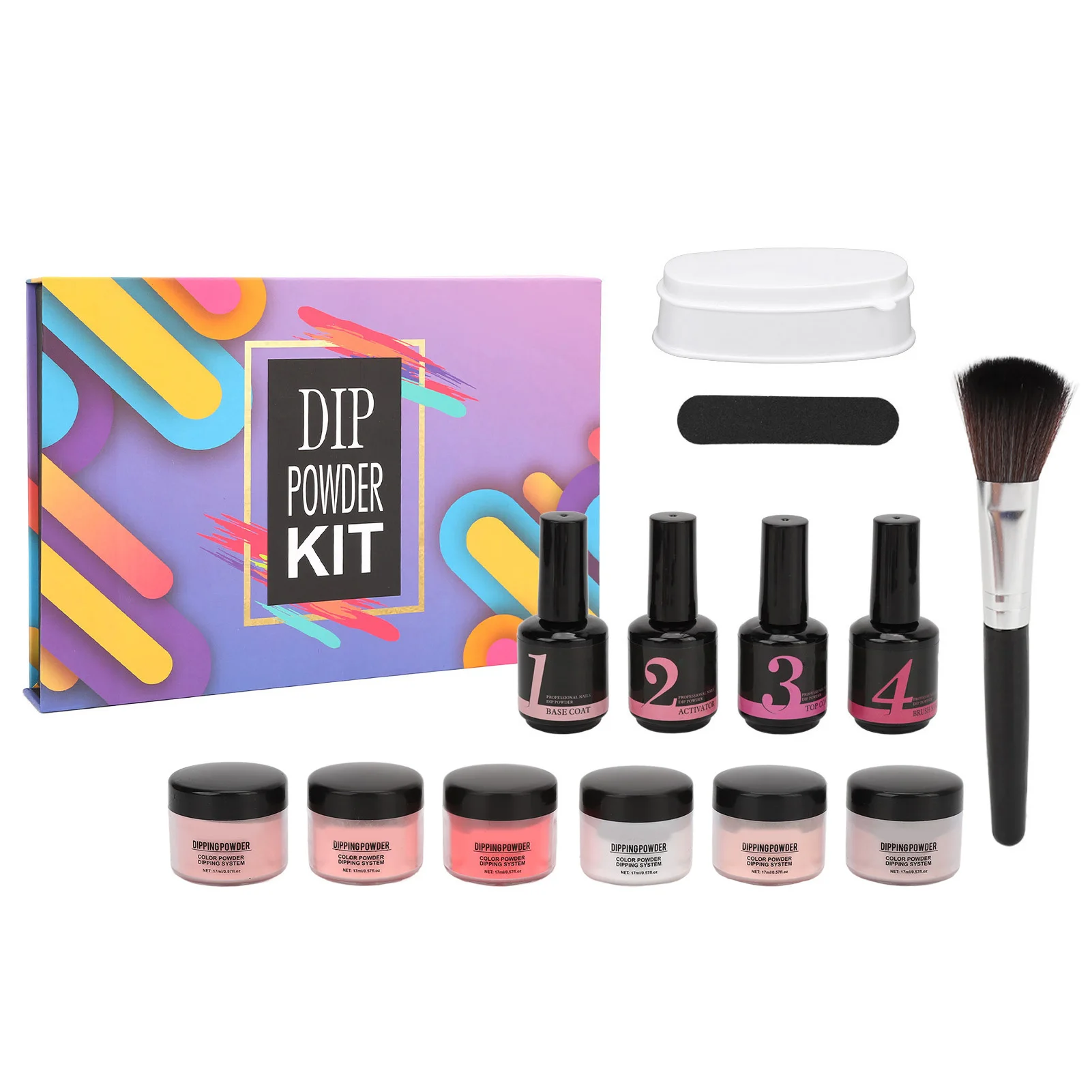 

Nail Dip Powder Kit 6 Colors Pale Pinkish Grey Series Dipping Powder System Set with Base Top Coat