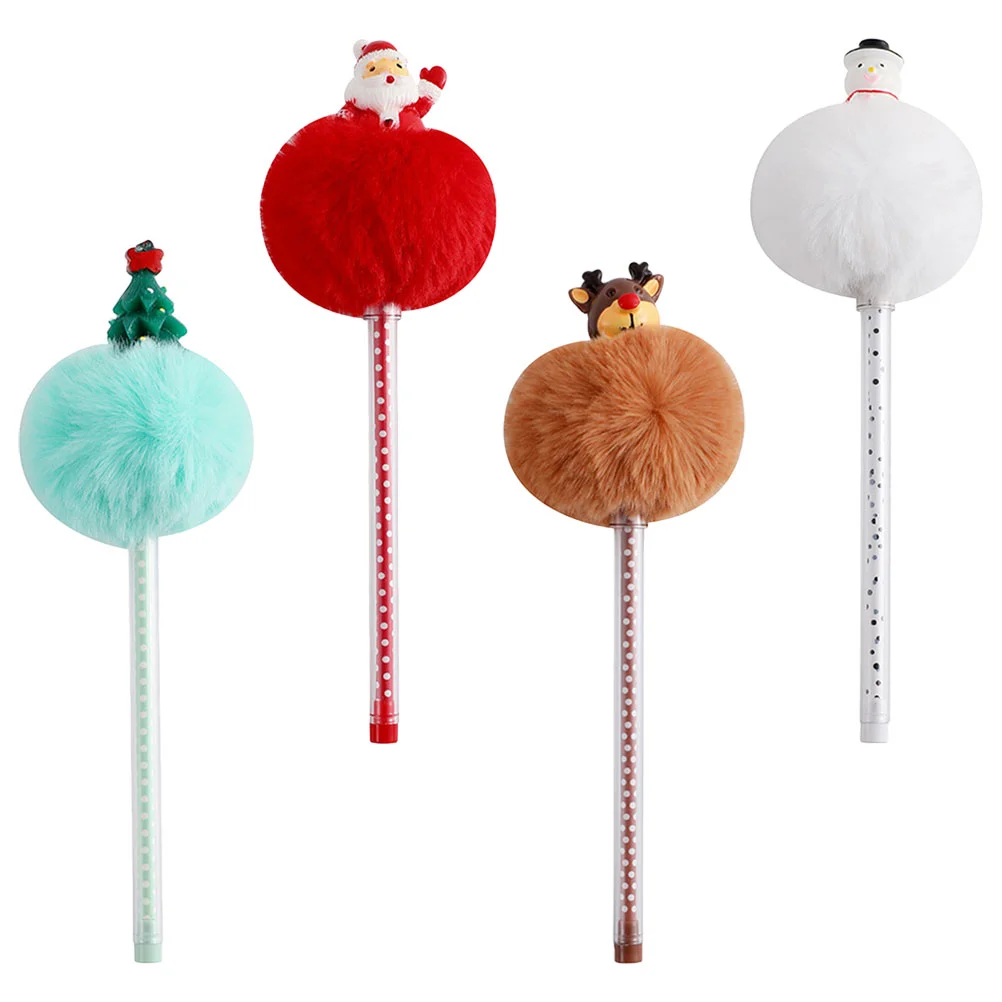 

4 Pcs Cute Pens Girls Office Accessories Universal Student Signature Plush Ballpoint