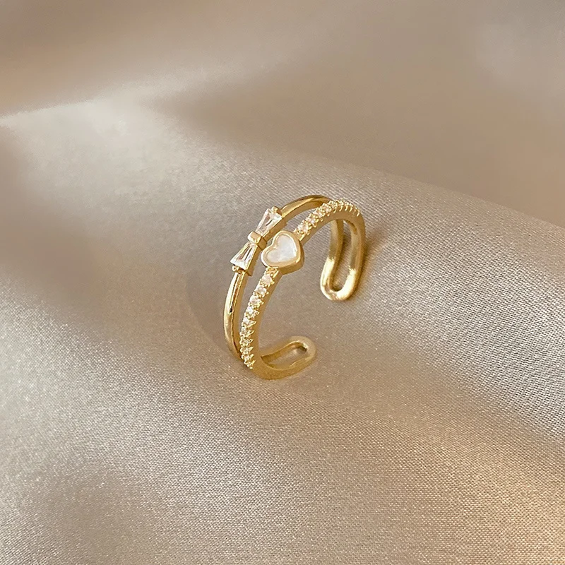 

Love crystal ring Female Minority design light luxury fashion personalized open index finger 2021 new fashion cool style